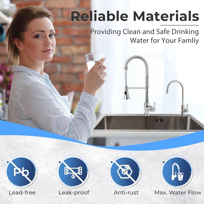 iSpring GA1-BN Drinking Water RO Faucet for Kitchen Sink, Heavy-Duty Lead-Free Reverse Osmosis Faucet for RO Water Filtration System, Non-Air Gap 100% Stainless Steel RO Faucet, Brushed Nickel Finish - Image 2