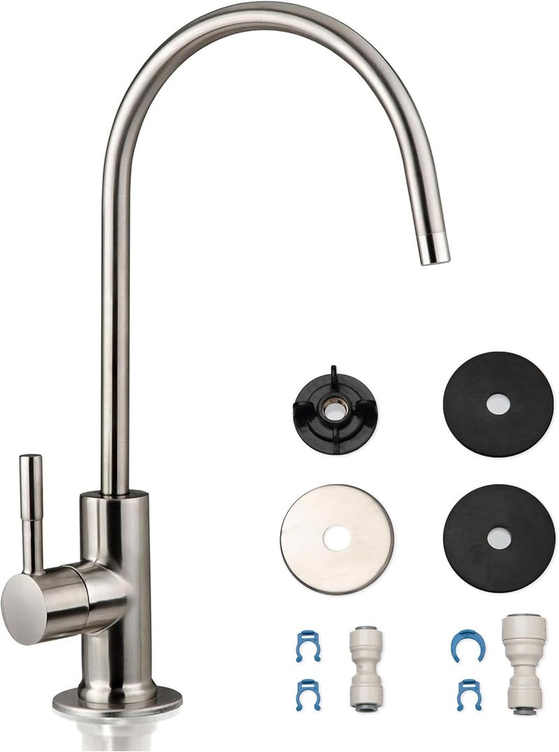 iSpring GA1-BN Drinking Water RO Faucet for Kitchen Sink, Heavy-Duty Lead-Free Reverse Osmosis Faucet for RO Water Filtration System, Non-Air Gap 100% Stainless Steel RO Faucet, Brushed Nickel Finish - Image 1