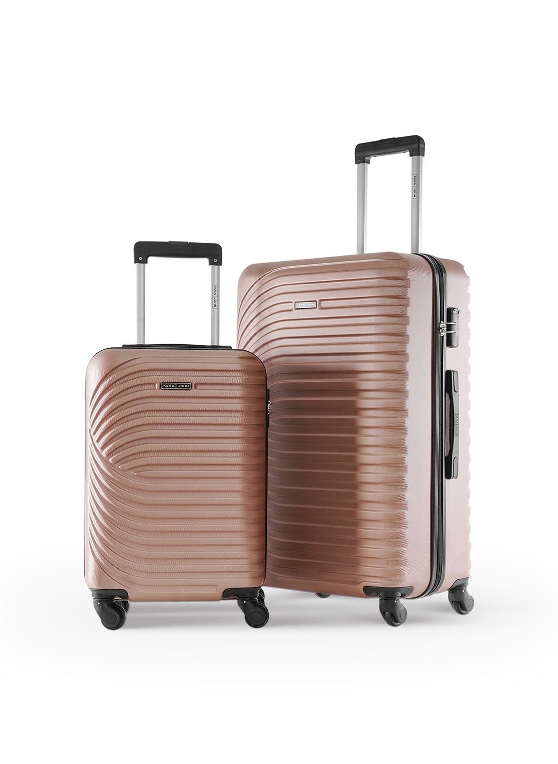 PARAJOHN Sparkle ABS Hardside Spinner Luggage Trolley Set Rose Gold 