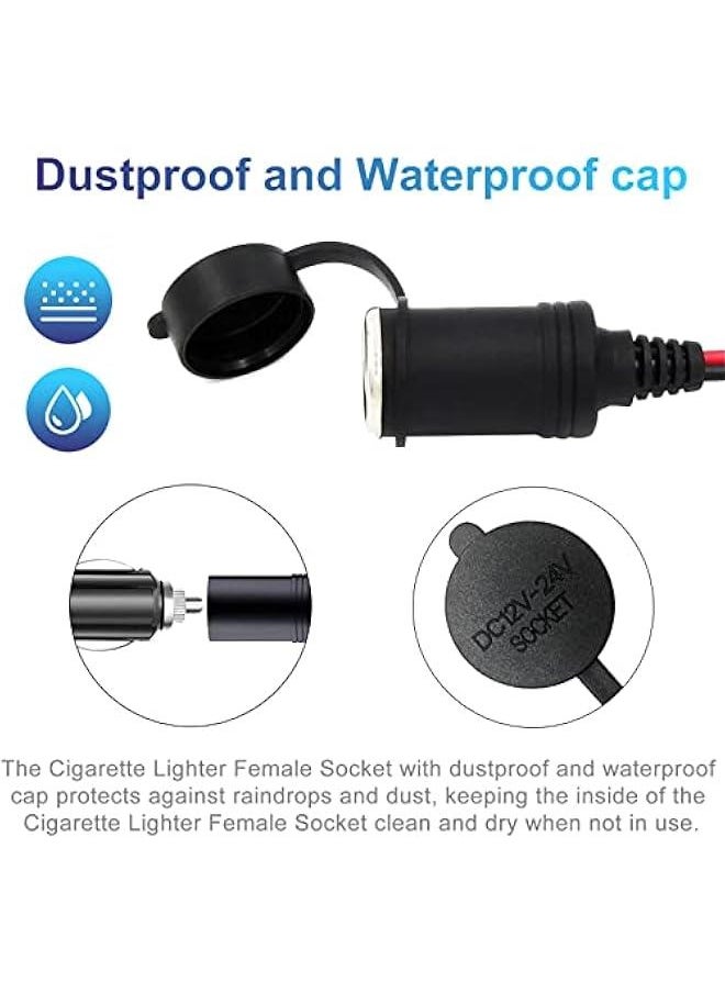 6FT Heavy Duty Car Cigarette Lighter Extension Cord with LED Light for Tire Pump, Air Compressor, Refrigerator, Coffee Maker. Includes 1 Extra Fuse.