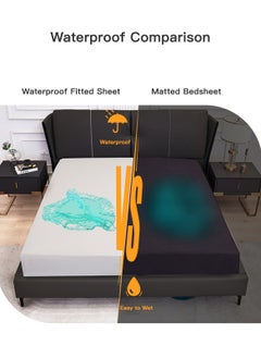 Sharpdo Waterproof Fitted Sheet,Machine Washable,Solid Color Mattress Protector, Urine Care Sheet,Grey  - Image 2