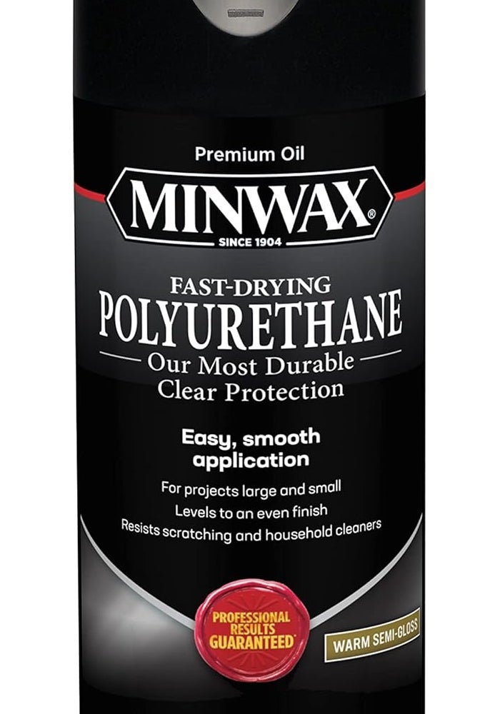 Minwax بخاخ بولي يوريثان سريع الجفاف من مينواكس، تشطيب خشب واقي، شفاف نصف لامع، 11.5 أونصة. علبة رذاذ - Image 1
