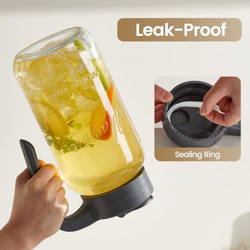 Spreccio 64 oz Mason Jar Pitcher with Lid - Wide Mouth, 2 Quart Glass Water Pitcher with Lid - Heavy Duty, Leak Proof - Sun & Iced Tea, Cold Brew Coffee, Lemonade, Breast Milk Storage - Image 3