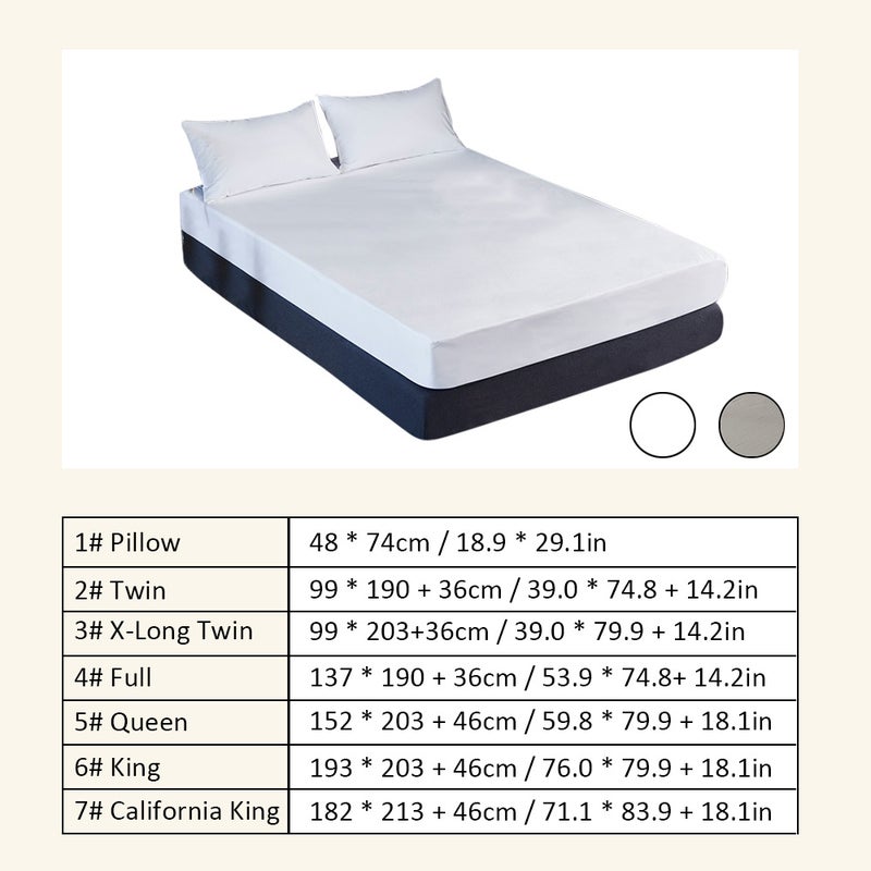 Fitted Sheet Waterproof Mattress Protector Solid Pillow Bed Cover Solid Bedsheets Twin to California King Size - Image 3