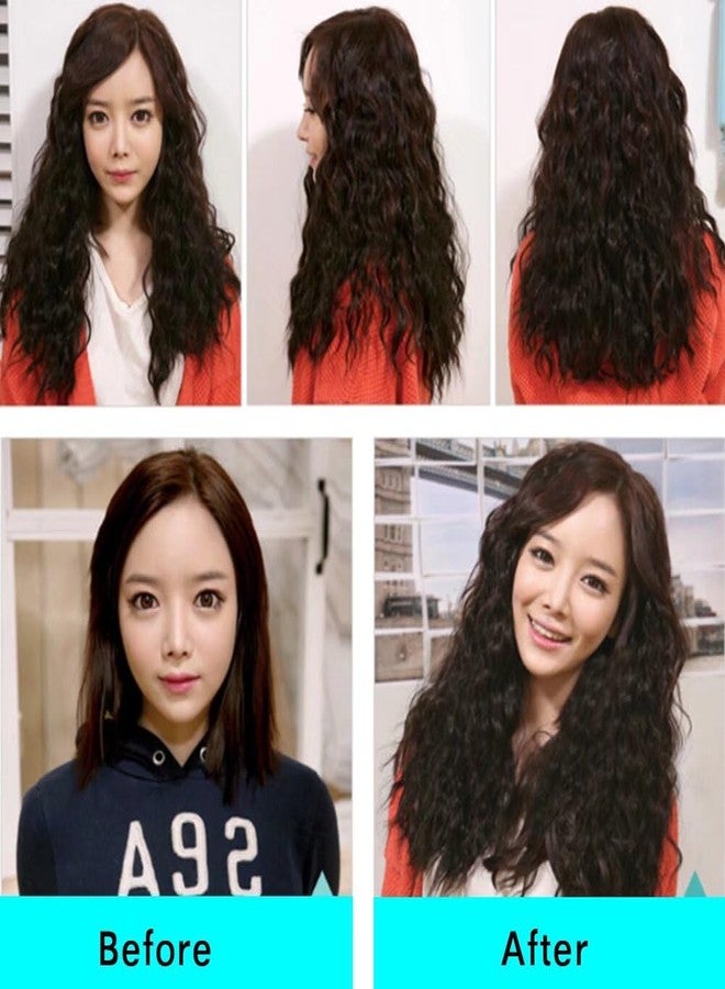 iLUU #119 Copper Red Long Corn Wave Clip on Hair Extensions Synthetic Hair Pieces Deep Wave Clips in Hair Extensions Wig Fire Red Hairpiece for Women Party Daily Use (24"/110g) - Image 5