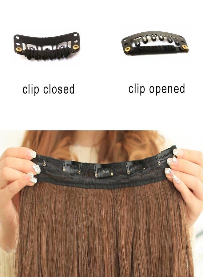 iLUU #119 Copper Red Long Corn Wave Clip on Hair Extensions Synthetic Hair Pieces Deep Wave Clips in Hair Extensions Wig Fire Red Hairpiece for Women Party Daily Use (24"/110g) - Image 3