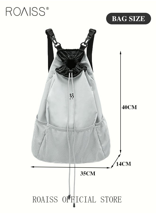 roaiss - Unisex Multifunctional Backpack Large Capacity Classic and Versatile Solid Color Style Drawstring Closure Design for Security and Anti Theft Suitable for Basketball and Outdoor Sports - Image 1