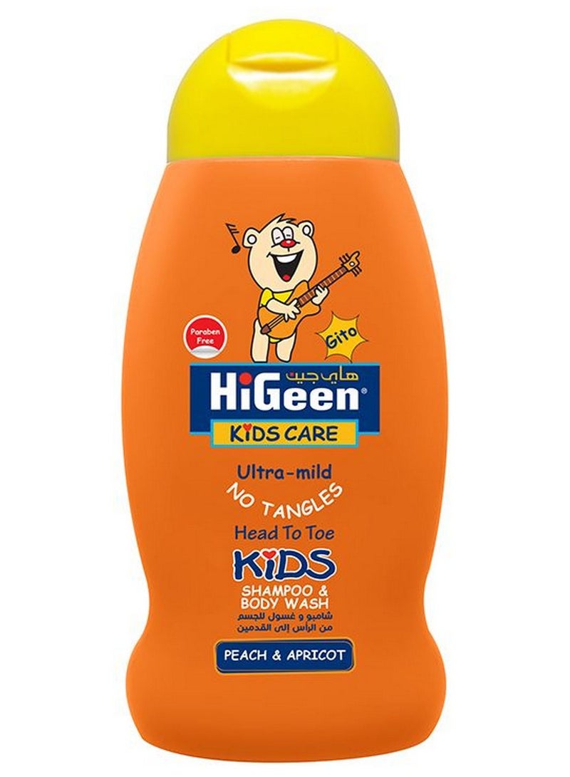 هيجين شامبو وغسول للجسم للأطفال من الرأس إلى القدمين برائحة الخوخ والمشمش 250 مل - Image 1