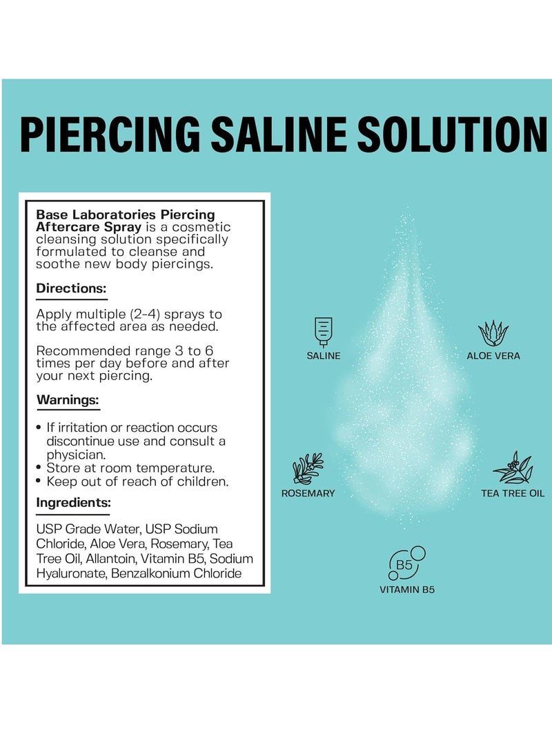BASE LABORATORIES BASE LABORATORIES Piercing Aftercare Spray Kit | 8oz | Aftercare Keloid Bump Removal Spray + Ear Hole Cleaner Earring Cleaner Floss | Sanitizing Nose & Ear Piercing Cleaner - Piercing Bump Spray  - Image 4