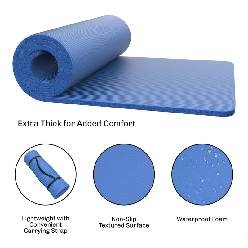Wakeman Foam Sleeping Pad for Camping - 1.25-Inch-Thick Waterproof Sleep Pad with Carry Straps for Cots, Tents, or Sleepovers by Wakeman Outdoors (Blue) - Image 2