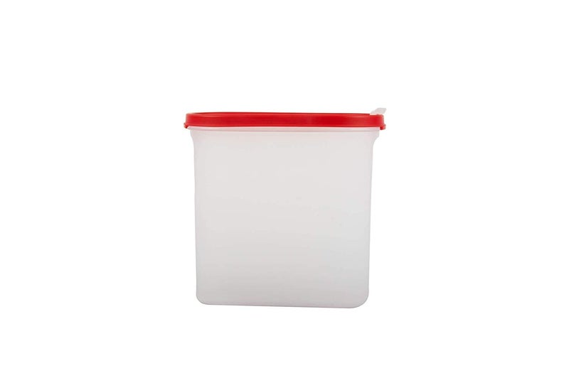 Cutting EDGE Flip-Top Modular Dispenser Containers Oval Set for Rice, Dal,Atta, Flour, Cereals, Pulses, Snacks, Stackable 1800 ML Set of 12 - RED Lids (Free Plain Lids Extra for Each Container) - Image 4