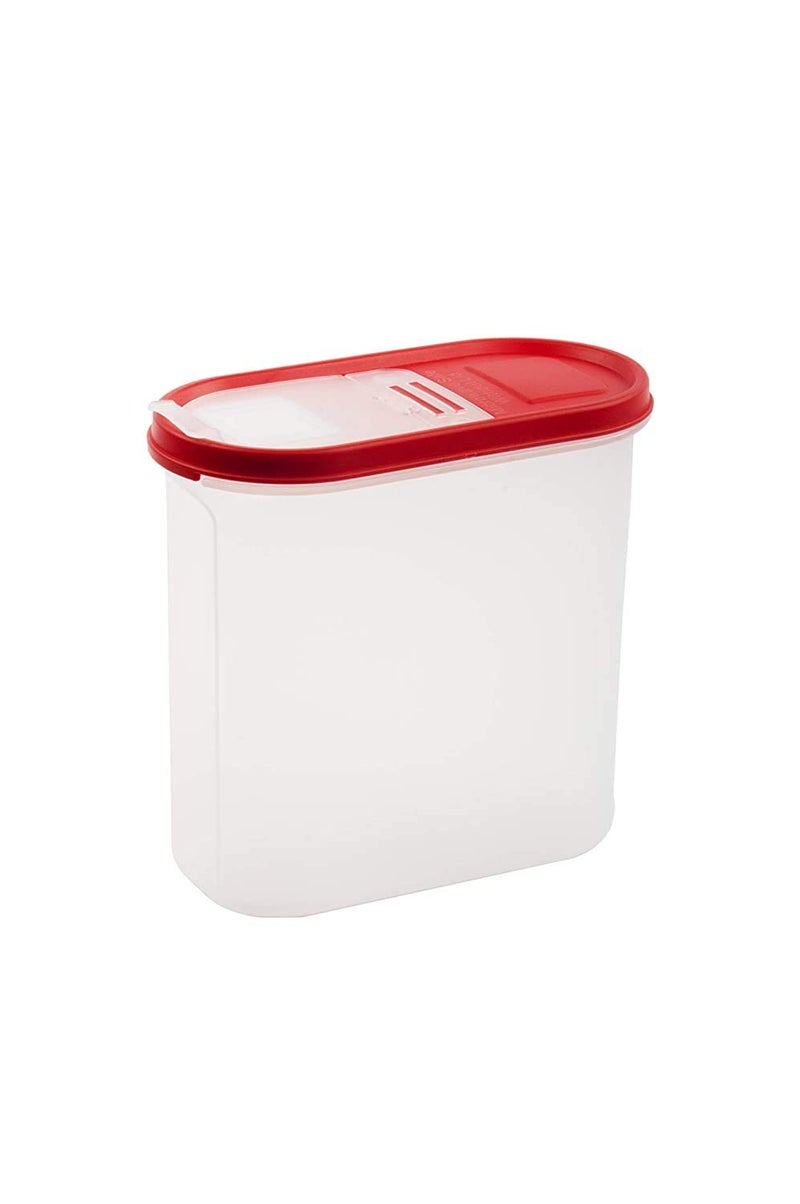 Cutting EDGE Flip-Top Modular Dispenser Containers Oval Set for Rice, Dal,Atta, Flour, Cereals, Pulses, Snacks, Stackable 1800 ML Set of 12 - RED Lids (Free Plain Lids Extra for Each Container) - Image 5