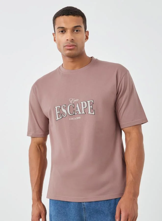Styli Styli Slogan Print Crew Neck Oversized T-Shirt