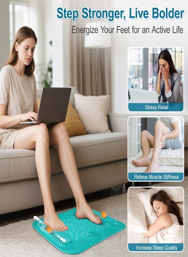 Atsuwell Acupressure Foot Massage Mat, 5-Zone Reflexology Mat with Dual Massage Ball Tracks, Portable Foot Pressure Point Pad for Stress Relief, Arch & Heel Pain, Home & Gym Use, 20.1'' x 17 '' - Image 2