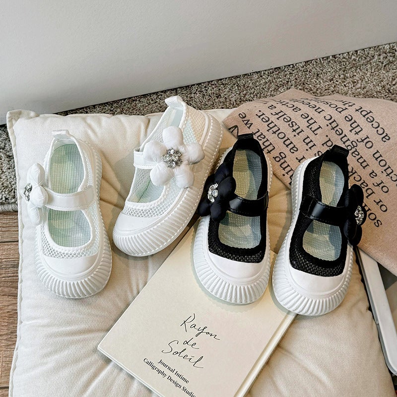 Spring 2025 Non-Slip Low-Top Princess Shoes Platform Board Shoes Sweet Girls' Large Flower Rhinestone Shoes Korean Style - Image 5