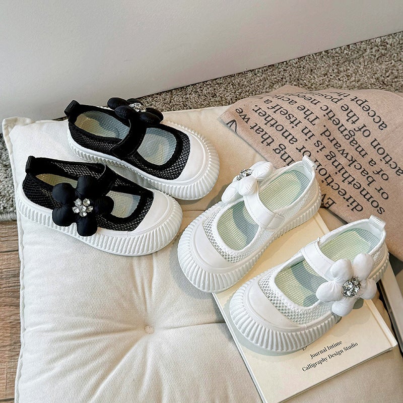 Spring 2025 Non-Slip Low-Top Princess Shoes Platform Board Shoes Sweet Girls' Large Flower Rhinestone Shoes Korean Style - Image 3