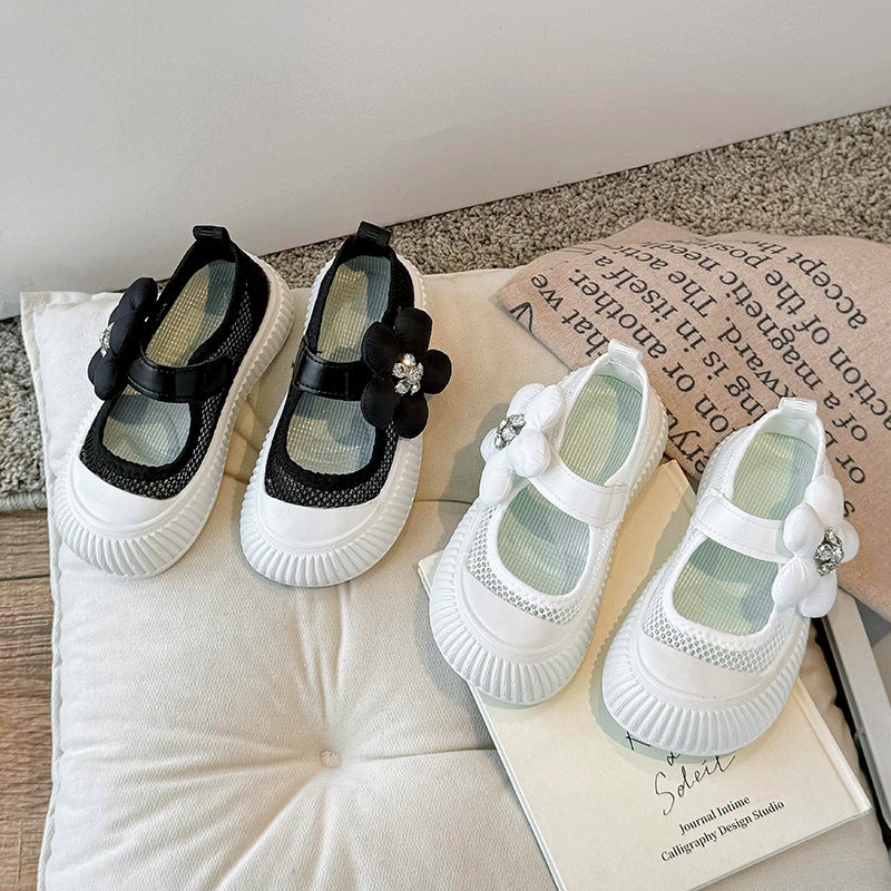 Spring 2025 Non-Slip Low-Top Princess Shoes Platform Board Shoes Sweet Girls' Large Flower Rhinestone Shoes Korean Style - Image 4