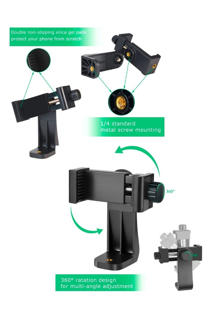 Chase Up Premium Smartphone Holder/Vertical and Horizontal Tripod Mount Adapter Rotatable Bracket with 1/4 Inch Screw/Adjustable Clip for iPhone, Android Cell Phone, Selfie Stick, Camera Stand - Image 3