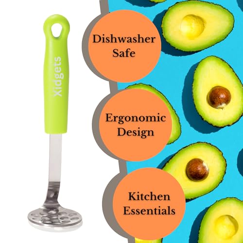 Xidgets Mini Avocado Masher, Small Potato Masher, Heavy Duty, Kitchen Utensil. Stainless Steel, Tiny Masher, Compact Mini Masher for Avocado - Effortless Guacamole Preparation, Dishwasher Safe.… (Green) - Image 5