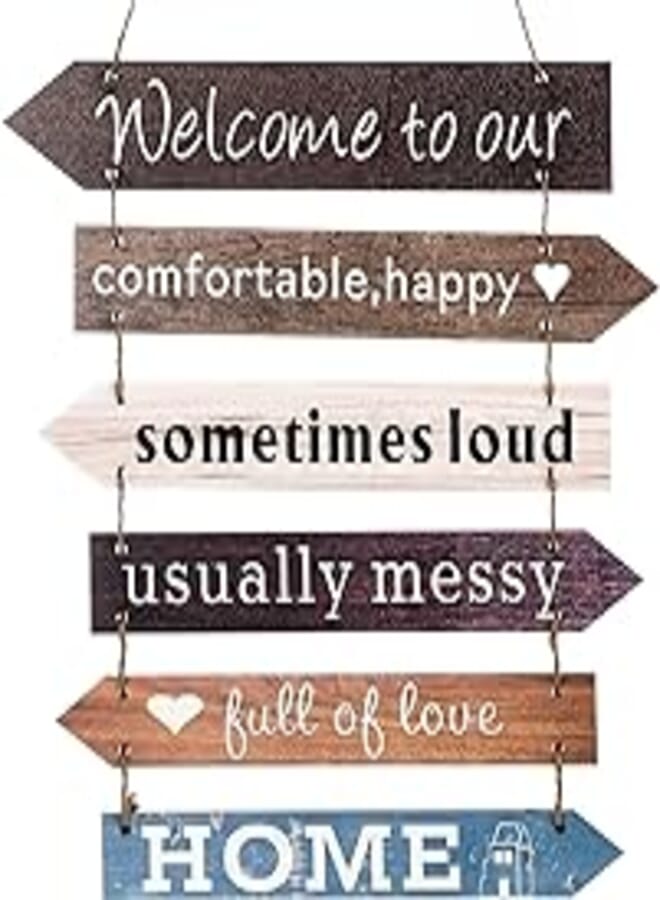 Jetec Welcome to Our Home Wood Hanging Front Door Sign Welcome Home Sign for Wall Front Door Decor Home Vintage Welcome Wall Sign Farmhouse Rustic Funny Family Decorative Signs