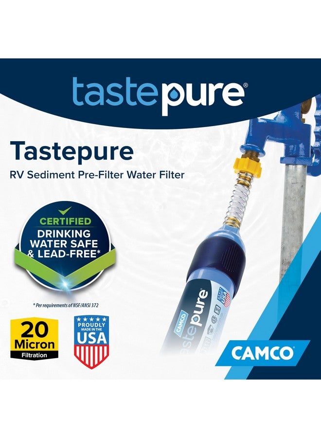 Camco TastePURE RV Sediment Pre-Filter Water Filter - Features a 20-Micron Filtration System, Provides the First Stage of Water Filtration, and Extends the Life of RV Water Filters (40048) - Image 1
