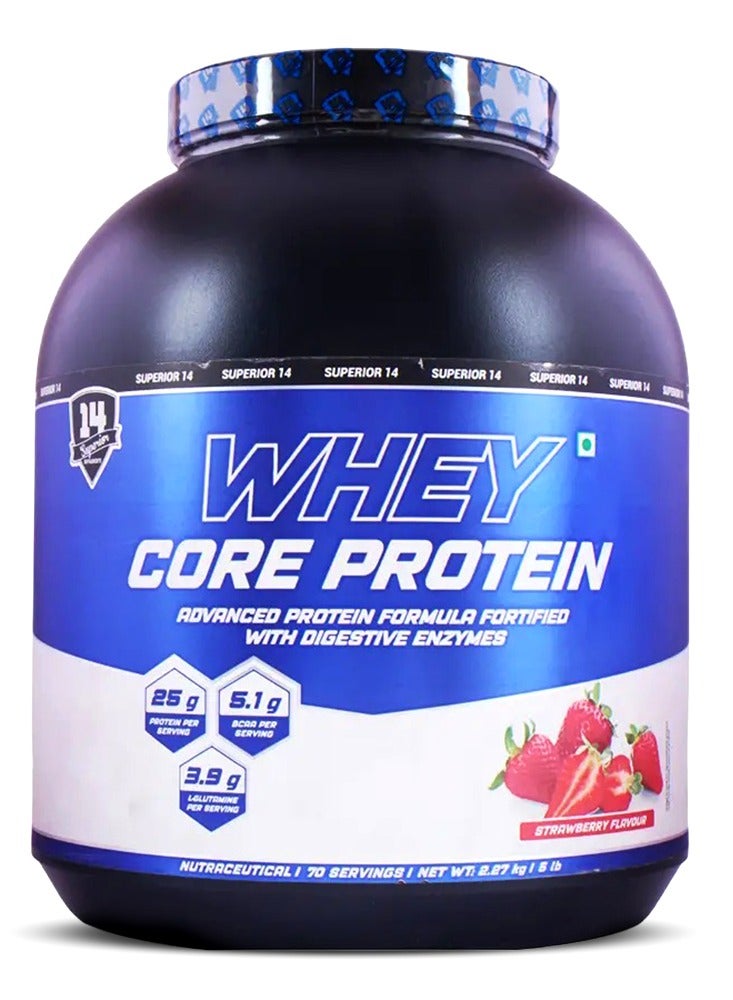 Whey Core Protein Powder, Strawberry Flavor, 5 LB – High-Quality Whey Blend for Muscle Recovery, Strength & Performance