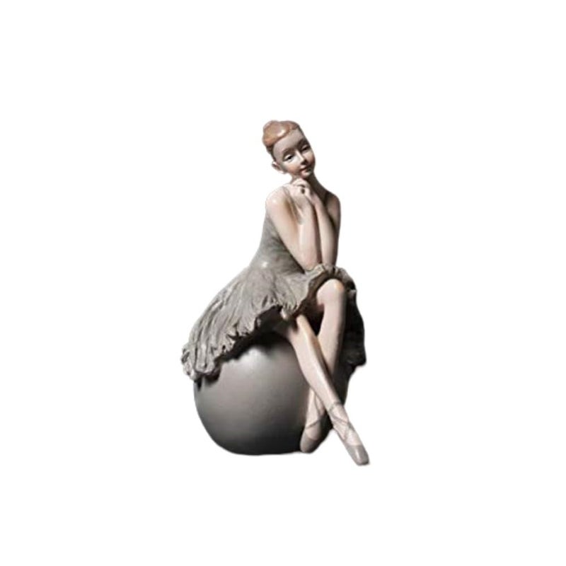 PINK FOREST Ballerina Girl Figurines Ballet Dancer Statue Art Sculpture Figure Resin Home Decoration Desk Ornament Statuette for Your DeskBookshelfDinning Table Grey