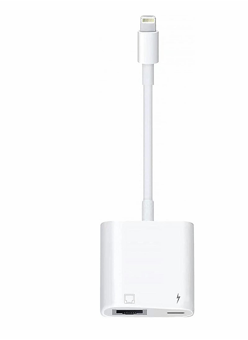 Generic - Lightning to RJ45 Ethernet LAN Network Adapter with Charge Port for Select iPhone, for iPad Models 100Mbps Charging Plug and Play - Image 1