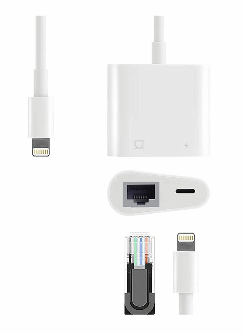 Generic - Lightning to RJ45 Ethernet LAN Network Adapter with Charge Port for Select iPhone, for iPad Models 100Mbps Charging Plug and Play - Image 1