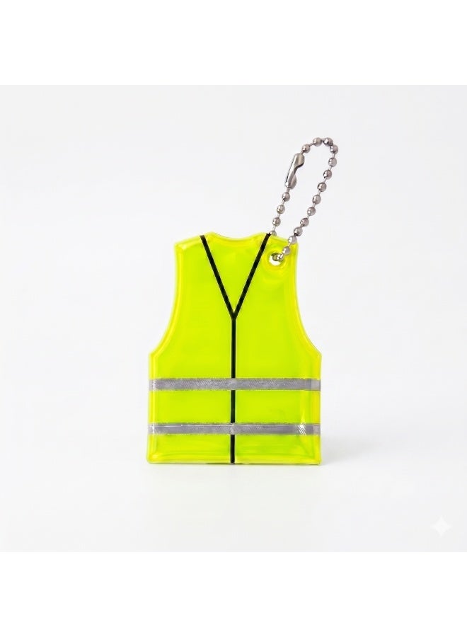 Reflective Safety Vest Miniature Keychain, Fluorescent Yellow - Image 4