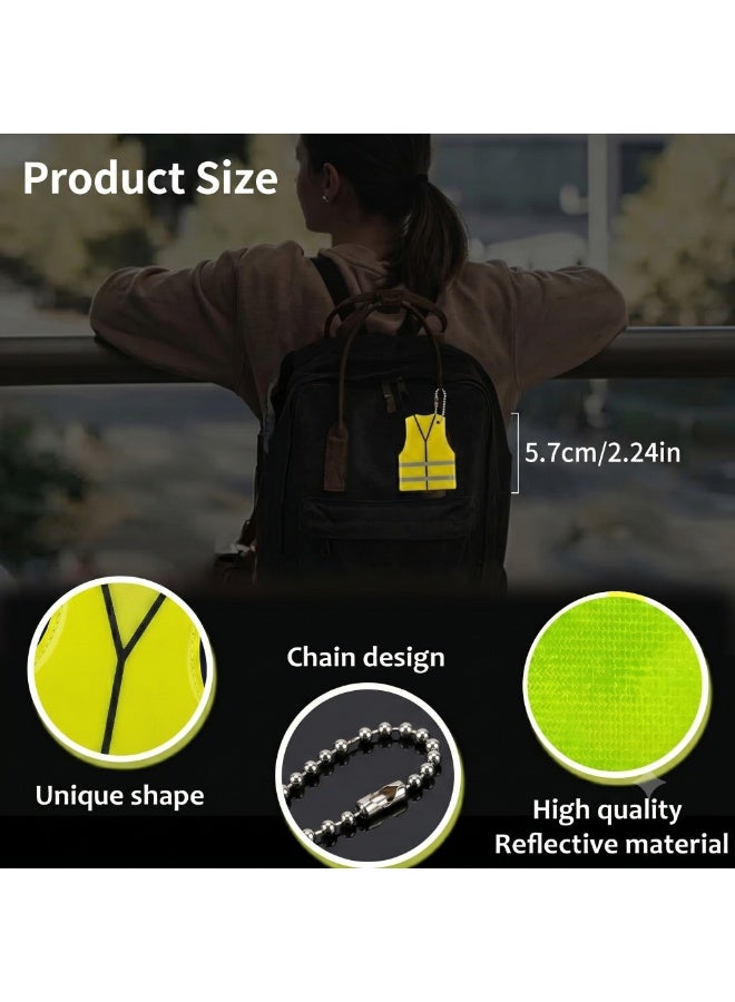 Reflective Safety Vest Miniature Keychain, Fluorescent Yellow - Image 2