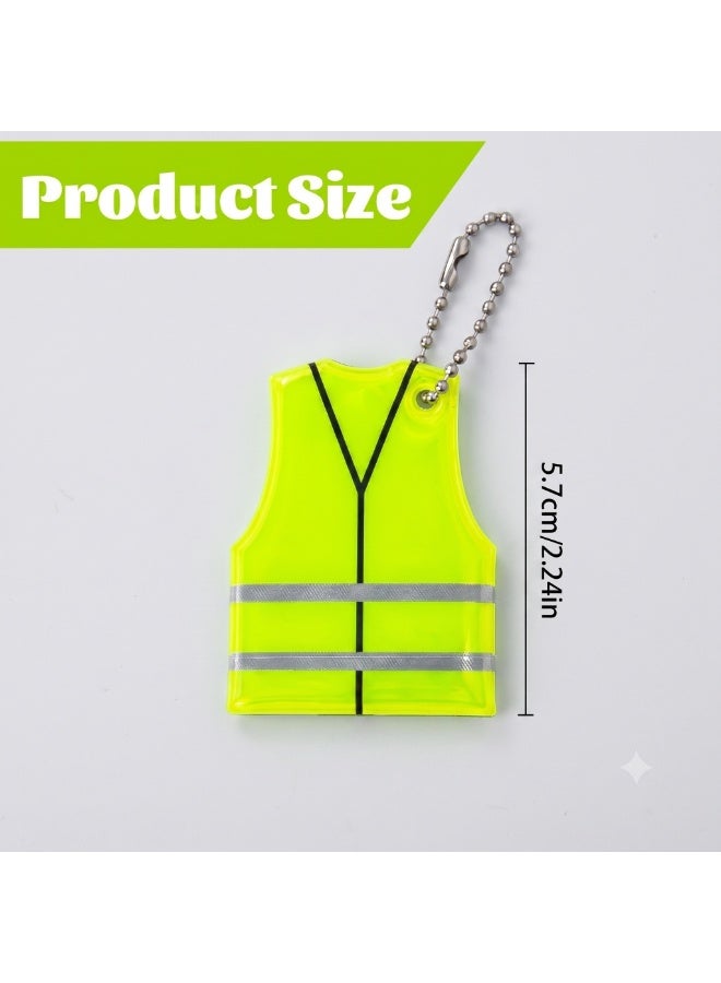 Reflective Safety Vest Miniature Keychain, Fluorescent Yellow - Image 3