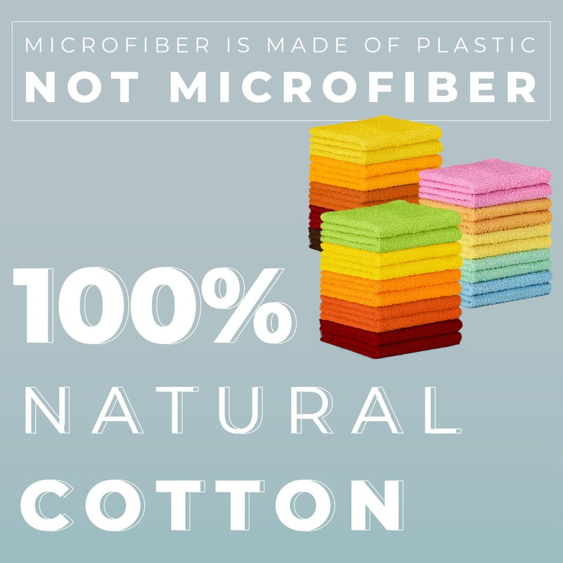 DecorRack 10 Pack 100% Cotton Wash Cloth, Luxurious Soft, 12 x 12 inch Ultra Absorbent, Machine Washable Washcloths, Assorted Set 2 (10 Pack) - Image 5