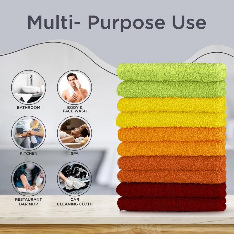 DecorRack 10 Pack 100% Cotton Wash Cloth, Luxurious Soft, 12 x 12 inch Ultra Absorbent, Machine Washable Washcloths, Assorted Set 2 (10 Pack) - Image 4