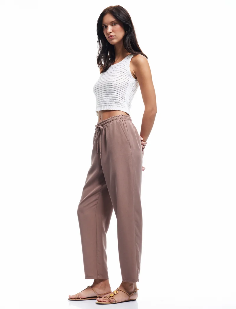 KOTON Linen Blend Tapered Trousers