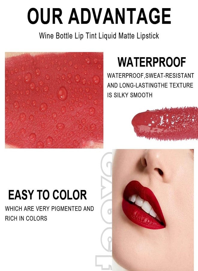 BINGBRUSH 6 Colors Matte Red Wine Liquid Lipstick Pack Set,Wine bottle Lip Gloss Tint Long Lasting 24 Hour Waterproof Velvet Nonstick Cup Lipgloss Lip Stain Pigmented Lip Makeup Gift Sets for Girls and Women - Image 3