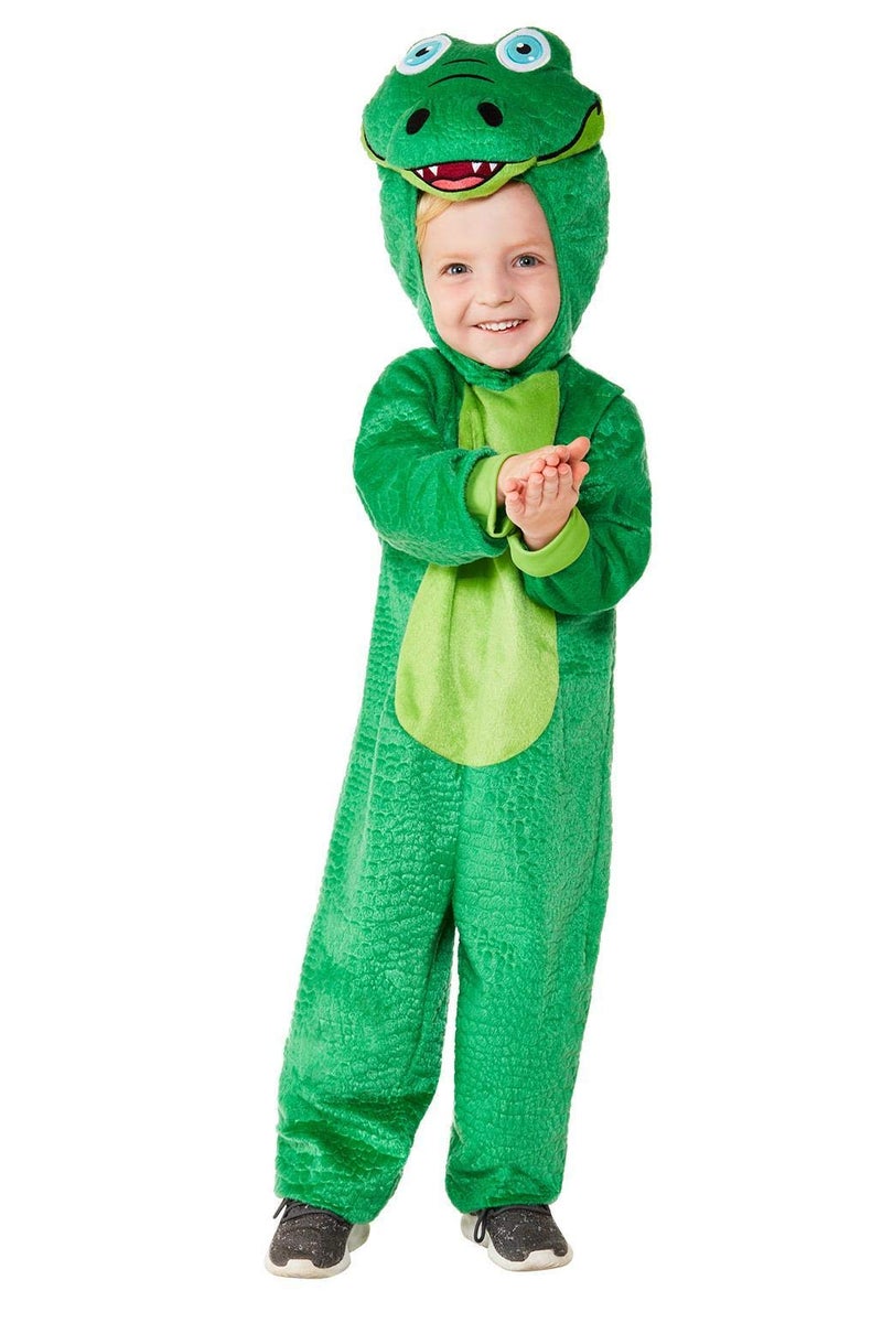 Smiffys Smiffys Toddler Crocodile Costume, Green with Hooded Jumpsuit, Children's Animal Fancy Dress, Animal Dress Up Costumes - Image 2