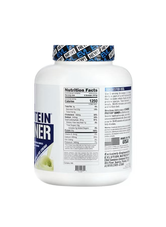EVLUTION NUTRITION Stacked Protein Gainer Vanilla Ice Cream 6 lbs 2.72 kg  - Image 2