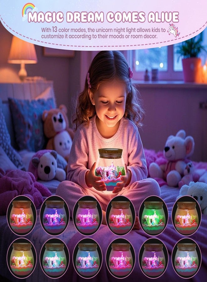 Nicella Unicorn Light-Up Terrarium Kit for Kids - LED Night Light Birthday Gift for Girls Ages 4 5 6 7 8-12 Year Old - Unicorn Toys for Girls - DIY Arts and Crafts Kit for Kids - Best Presents - Image 3