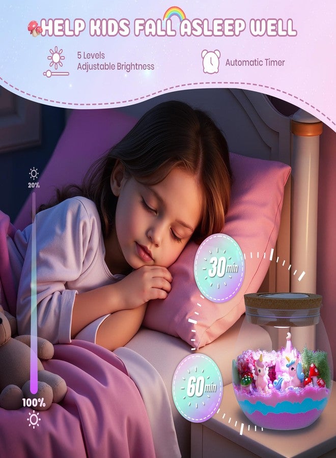 Nicella Unicorn Light-Up Terrarium Kit for Kids - LED Night Light Birthday Gift for Girls Ages 4 5 6 7 8-12 Year Old - Unicorn Toys for Girls - DIY Arts and Crafts Kit for Kids - Best Presents - Image 4
