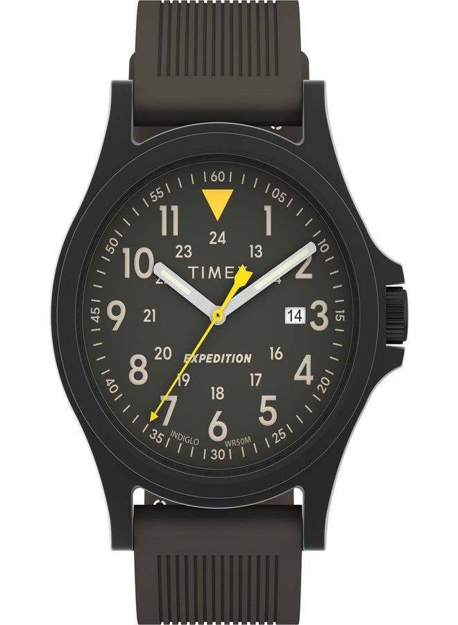Timex Men's Expedition Acadia 40mm Watch - Gunmetal Strap Green Dial Black Case - Image 1