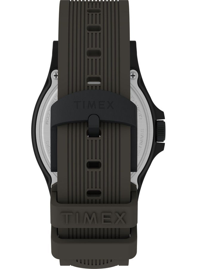 Timex Men's Expedition Acadia 40mm Watch - Gunmetal Strap Green Dial Black Case - Image 3