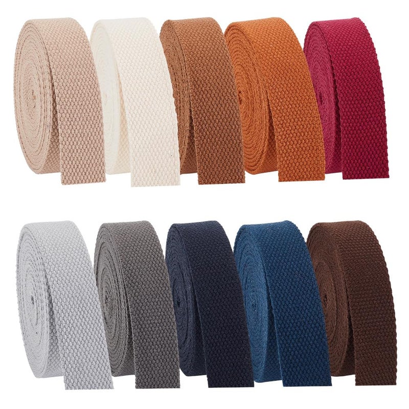 PH PandaHall 38 Yards Cotton Webbing 1 Inch Polyester Cotton Webbing Straps 10 Colors Bag Handles Belt for Tote Bag Purse Strap Cloth Belt Making Outdoor Supplies DIY Crafts - Image 1