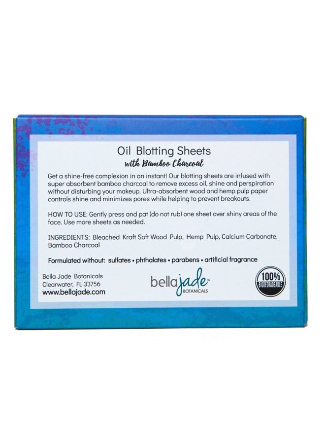 Bella Jade - Oil Blotting Paper Sheets – Instantly Absorbs Excess Oil and Shine from Face without Smudging Makeup – Large size, 200 Tissues … (charcoal) - Image 1