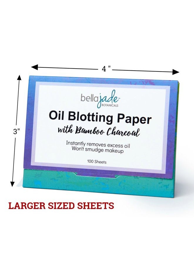 Bella Jade - Oil Blotting Paper Sheets – Instantly Absorbs Excess Oil and Shine from Face without Smudging Makeup – Large size, 200 Tissues … (charcoal) - Image 1