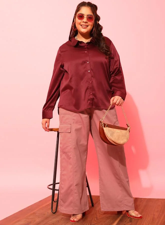 STREET 9 بنطلون كارغو قطن وردي ستريت  بلس