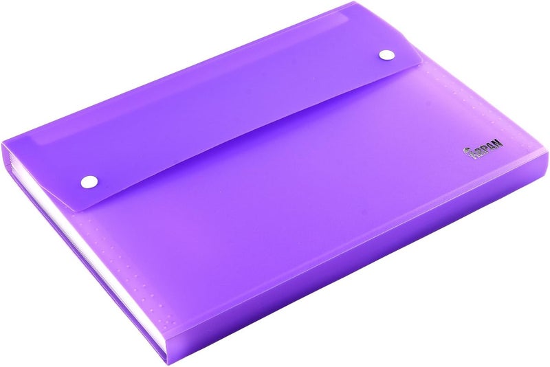 Arpan A4 Expanding File Folder with 13 Gusset Pockets - Organiser Wallet Case for Business, School, Home, Office, College - Stud Wallet Closer (Purple) - Image 3