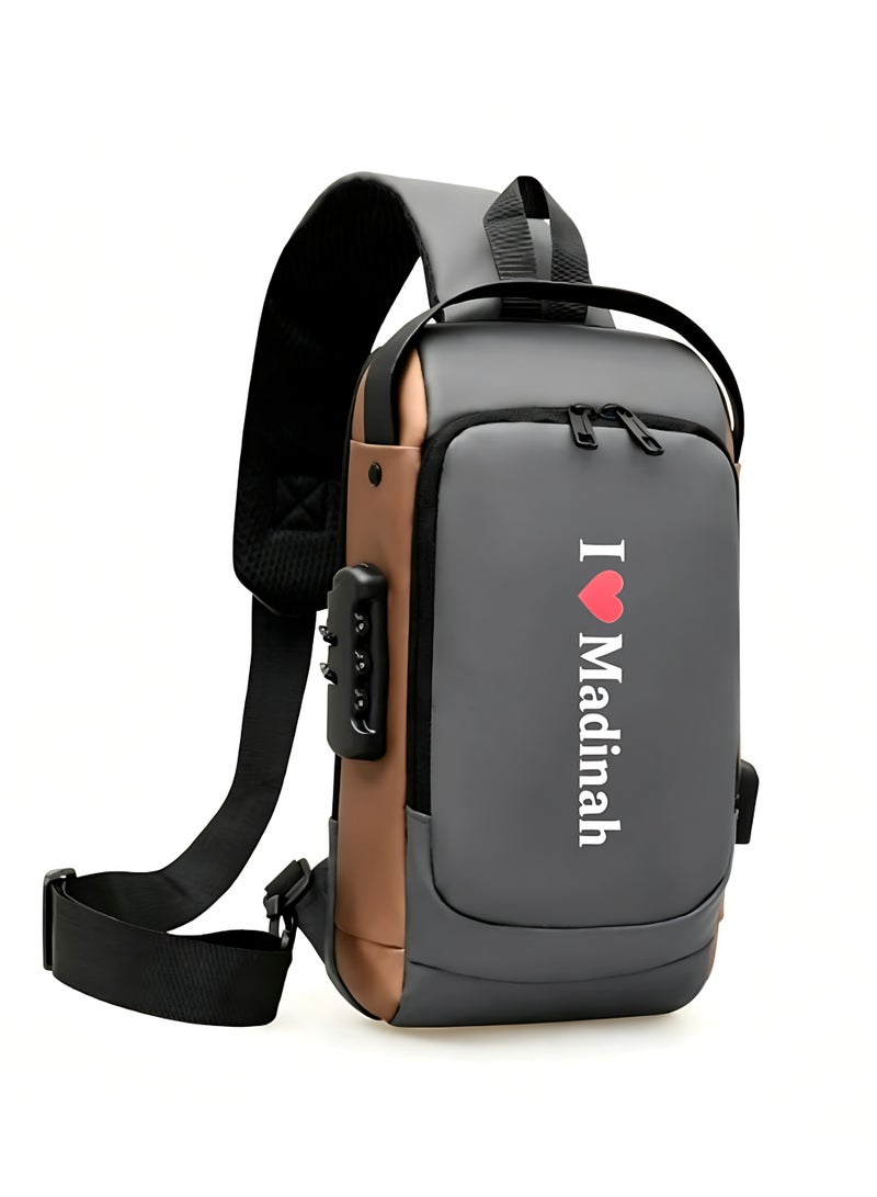 Anti-Theft Sling Bag for Men with USB Charging Port, Waterproof Crossbody Chest Bag, Lightweight Shoulder Backpack for Travel, Work & Daily Use - Image 1