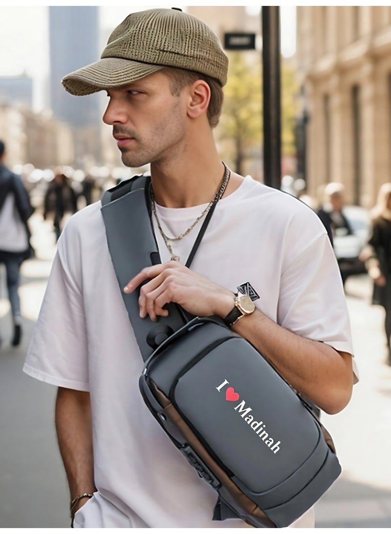 Anti-Theft Sling Bag for Men with USB Charging Port, Waterproof Crossbody Chest Bag, Lightweight Shoulder Backpack for Travel, Work & Daily Use - Image 2
