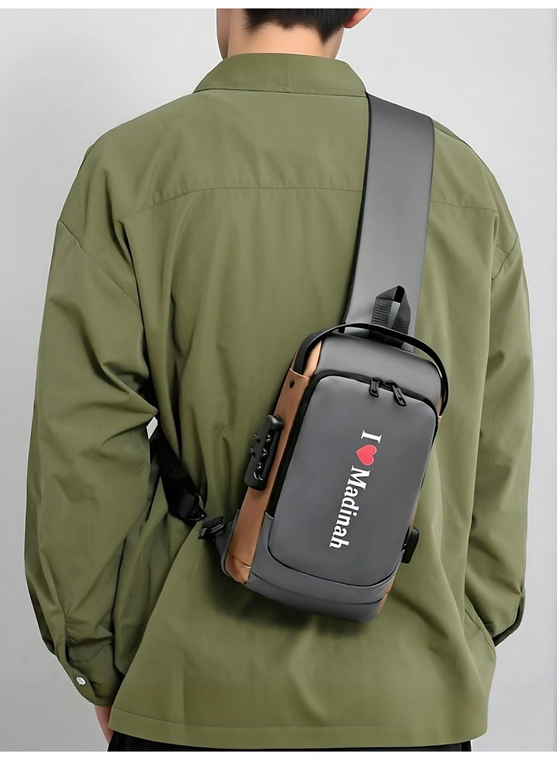 Anti-Theft Sling Bag for Men with USB Charging Port, Waterproof Crossbody Chest Bag, Lightweight Shoulder Backpack for Travel, Work & Daily Use - Image 4